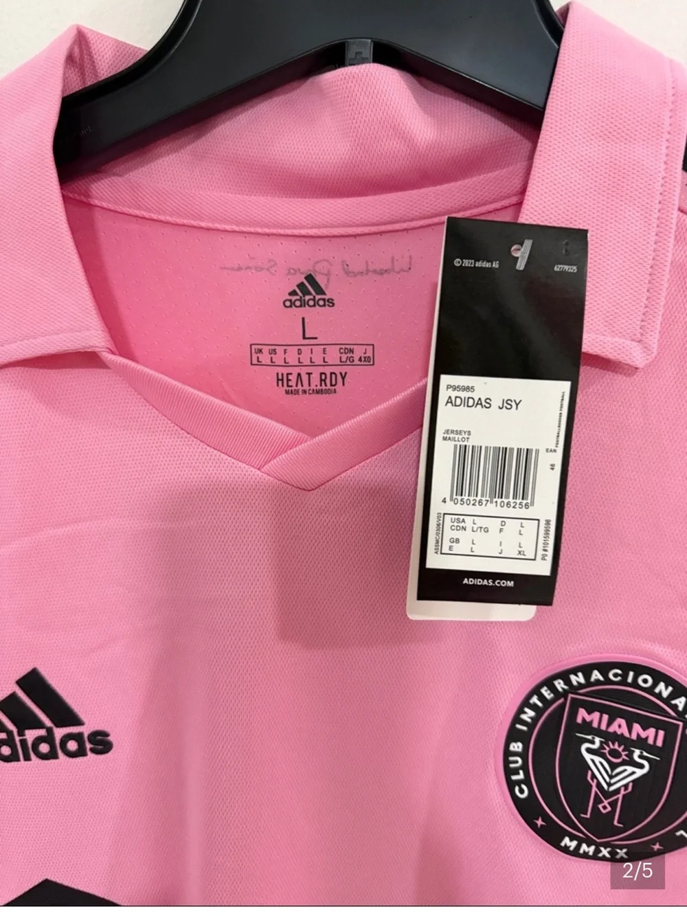 adidas Pink Inter Miami Soccer Jersey with Black Accents